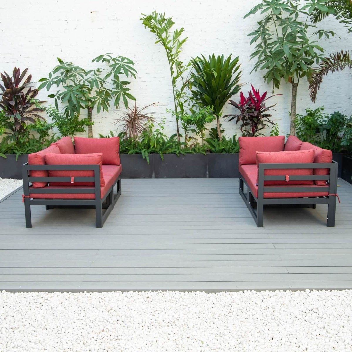 Chelsea 4 - Piece Sectional Loveseat Set Black Aluminum with Cushions