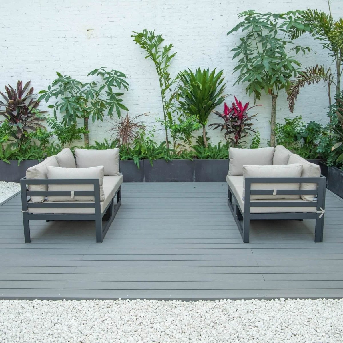 Chelsea 4 - Piece Sectional Loveseat Set Black Aluminum with Cushions