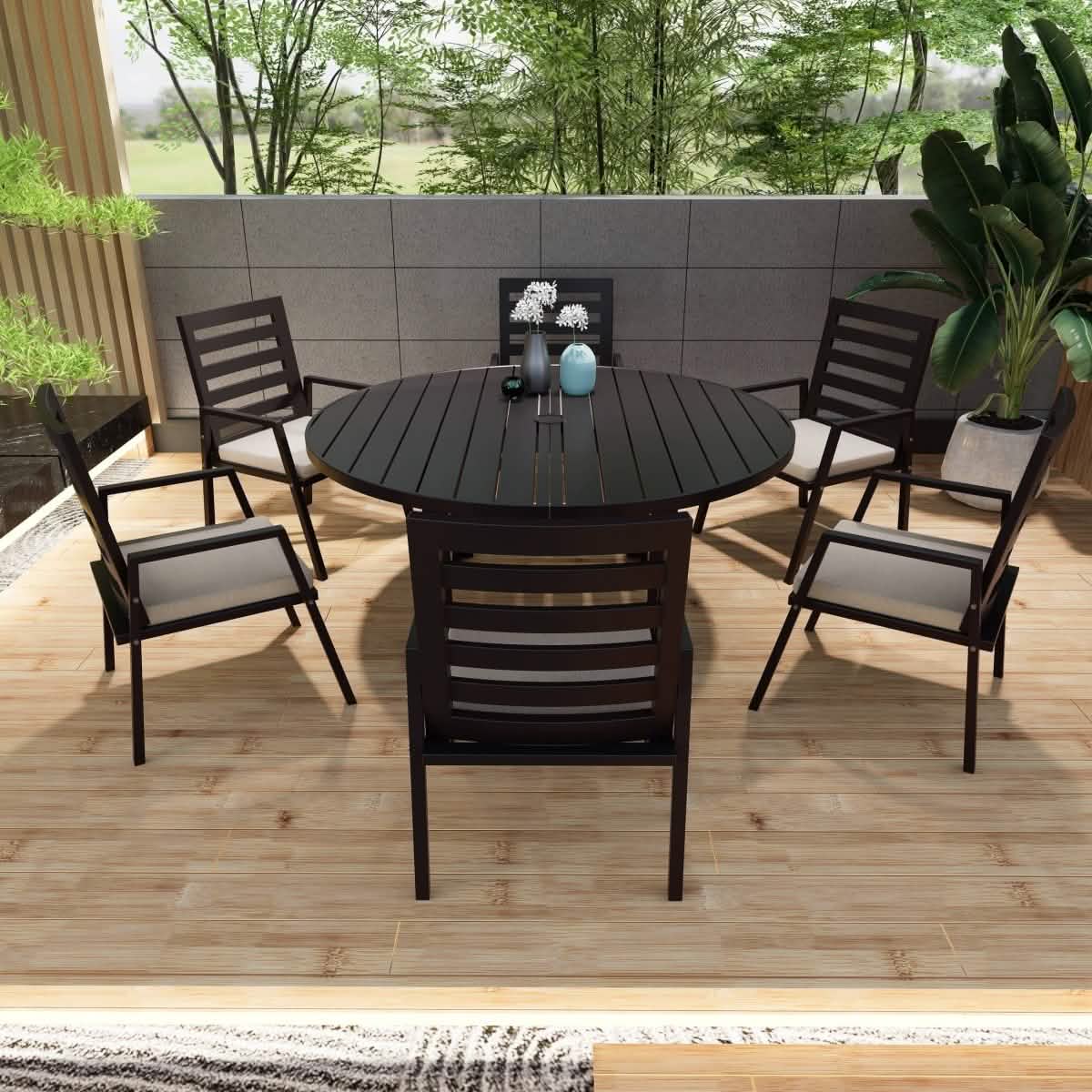 Chelsea 48" & 60" Round Outdoor Aluminum Dining Table For Patio