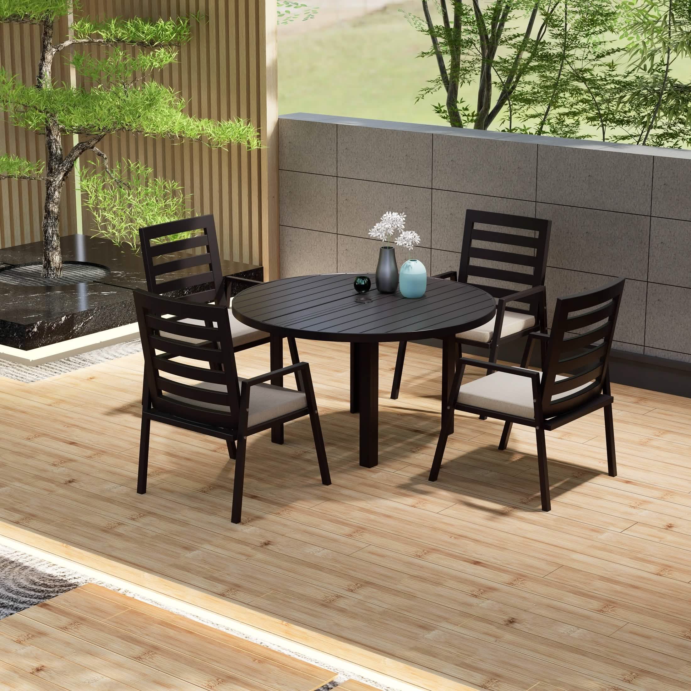Chelsea 48" & 60" Round Outdoor Aluminum Dining Table For Patio