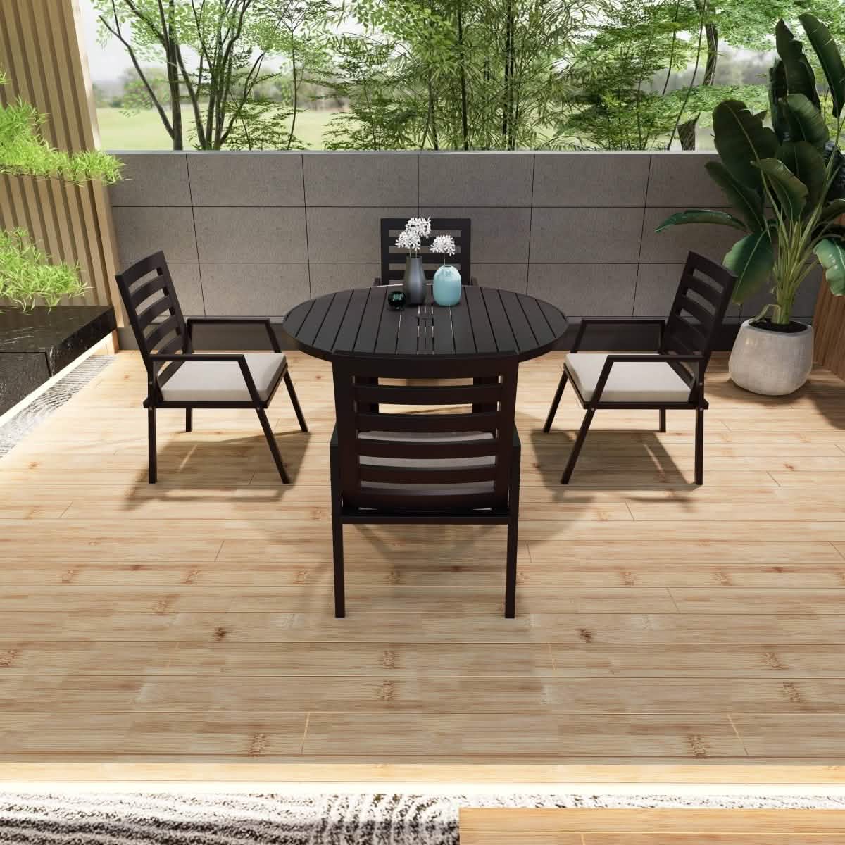 Chelsea 48" & 60" Round Outdoor Aluminum Dining Table For Patio