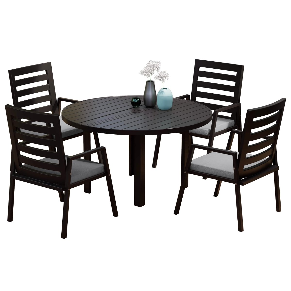 Chelsea 5 - Piece Patio Dining Set with 48" Round Aluminum Dining Table and 4 Dining Armchair