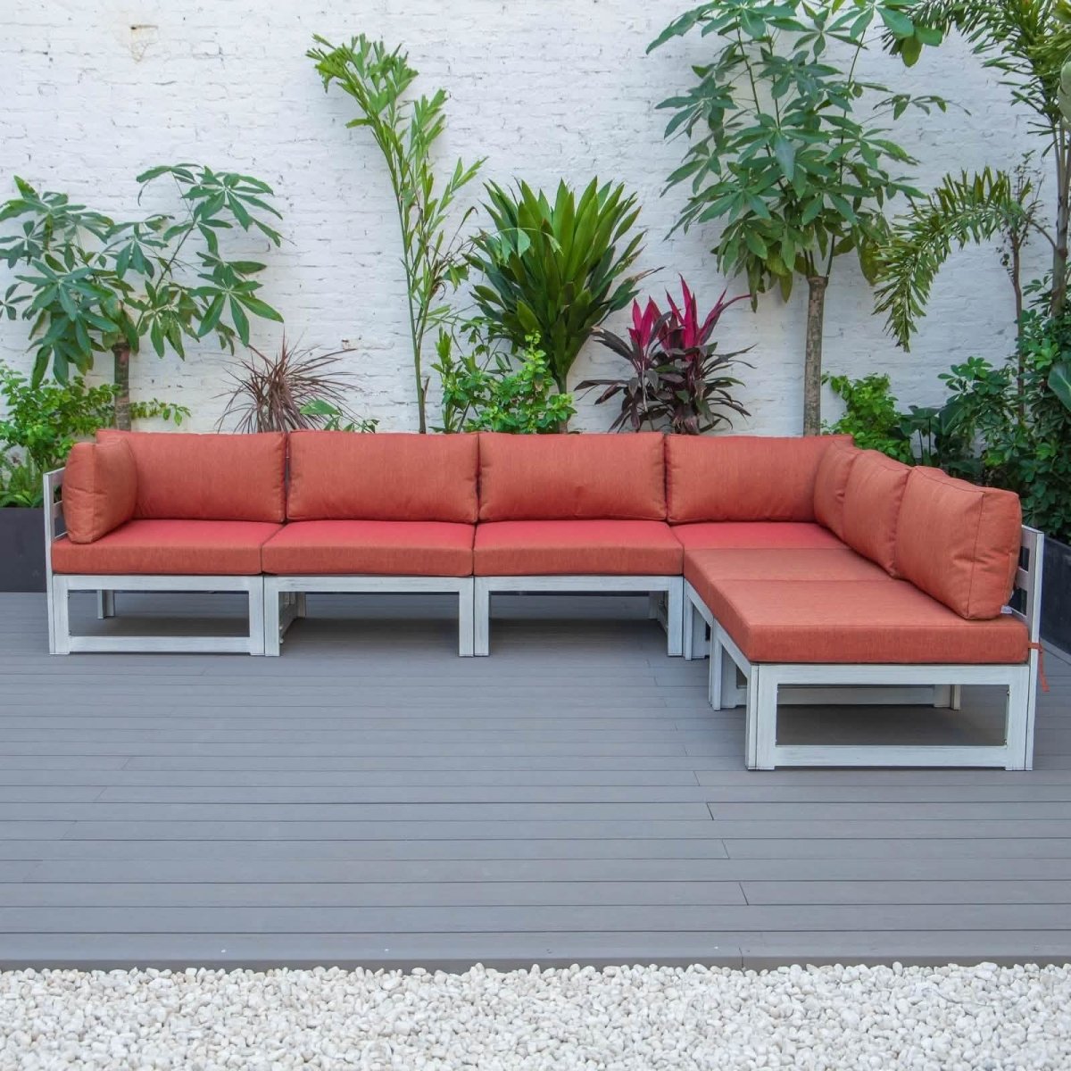 Chelsea 6 - Piece Patio Sectional In Weathered Grey Aluminum With Cushions