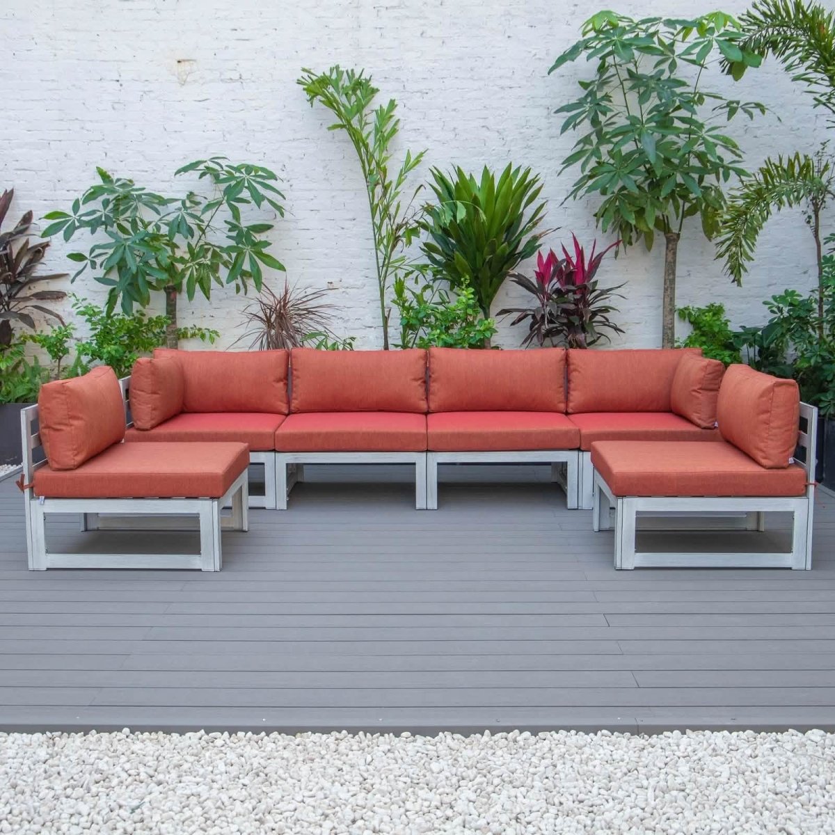 Chelsea 6 - Piece Patio Sectional In Weathered Grey Aluminum With Cushions