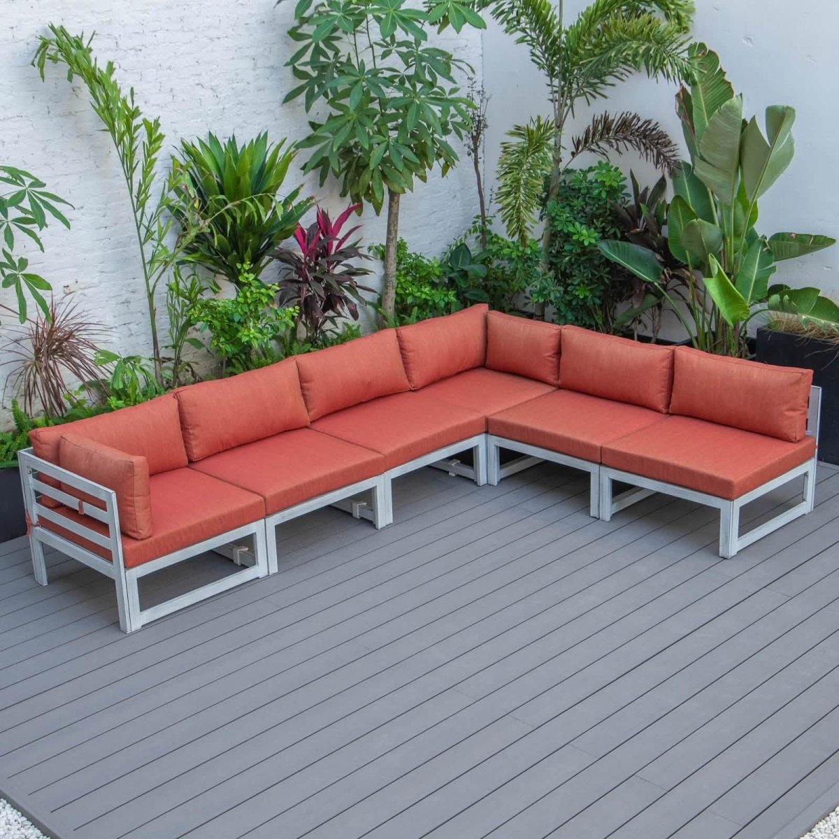 Chelsea 6 - Piece Patio Sectional In Weathered Grey Aluminum With Cushions