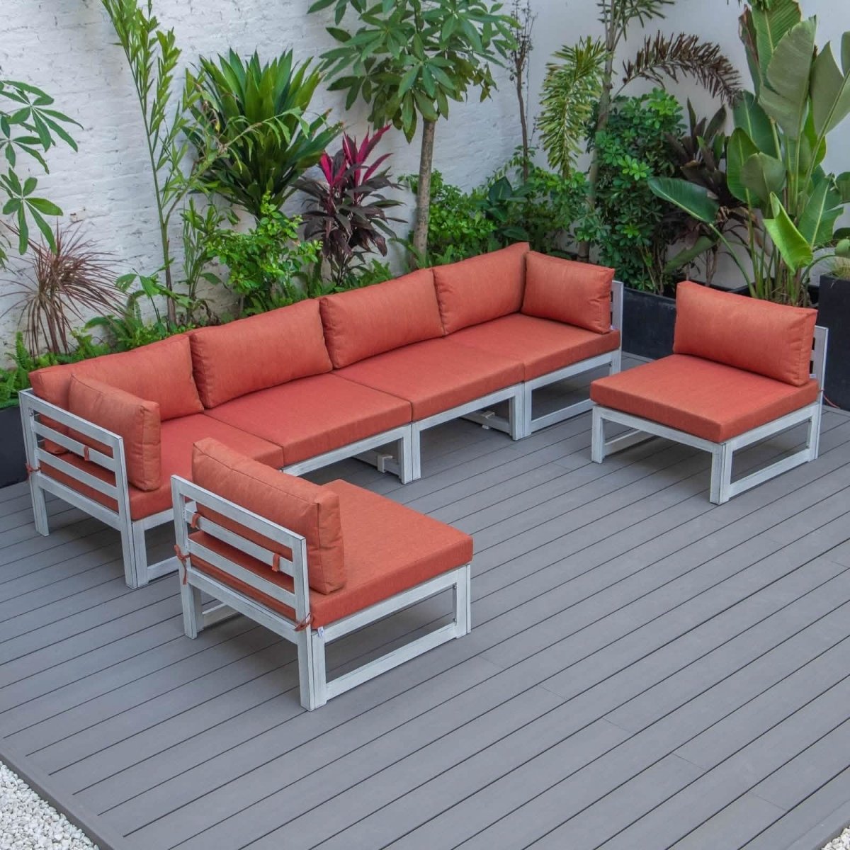 Chelsea 6 - Piece Patio Sectional In Weathered Grey Aluminum With Cushions