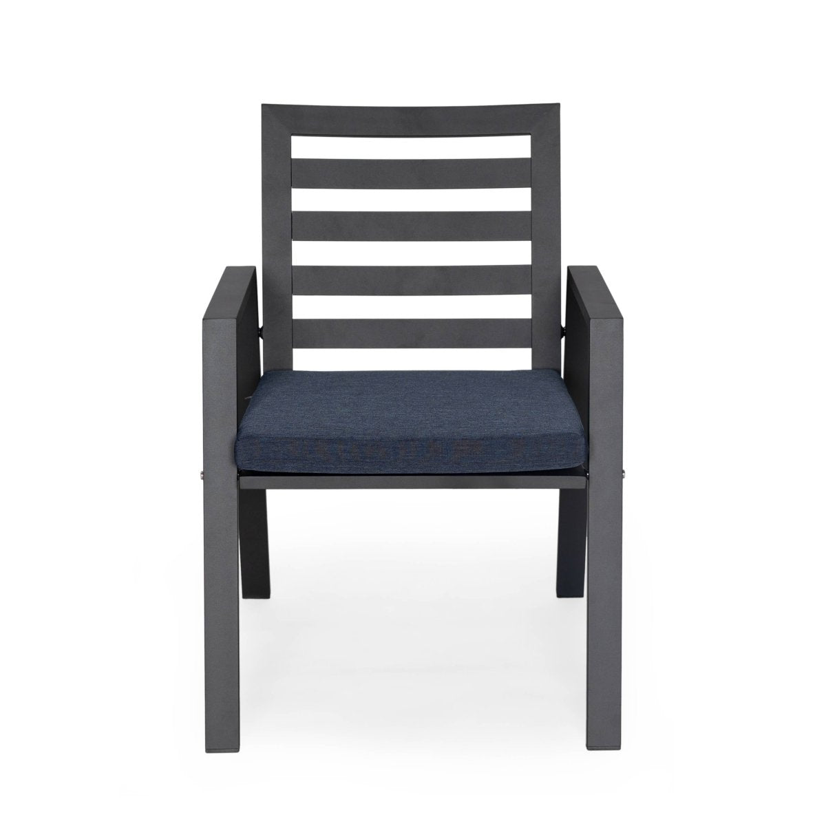 Chelsea 7 - Piece Modern Outdoor Dining Set in Black Aluminum with Removable Cushions