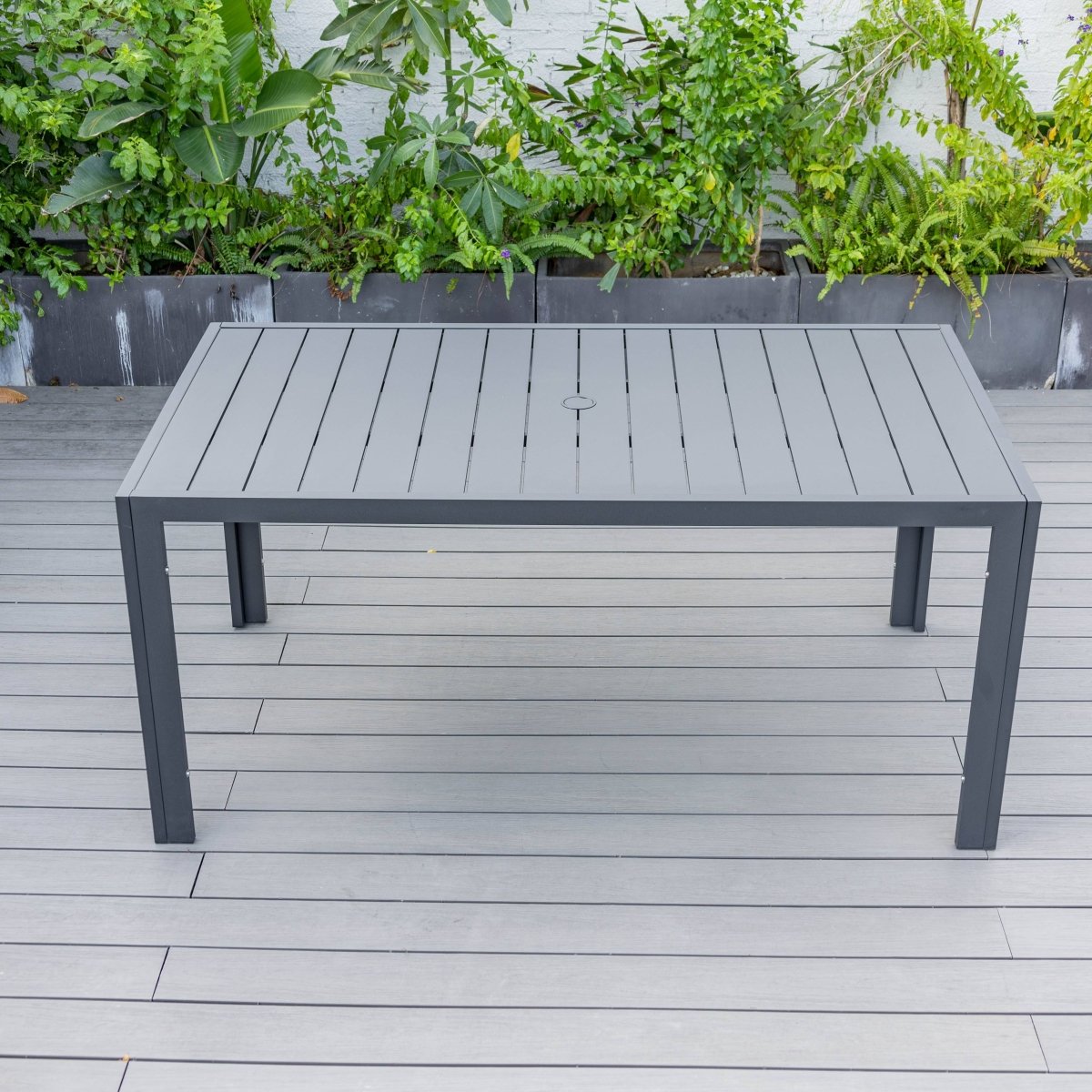 Chelsea 7 - Piece Modern Outdoor Dining Set in Black Aluminum with Removable Cushions