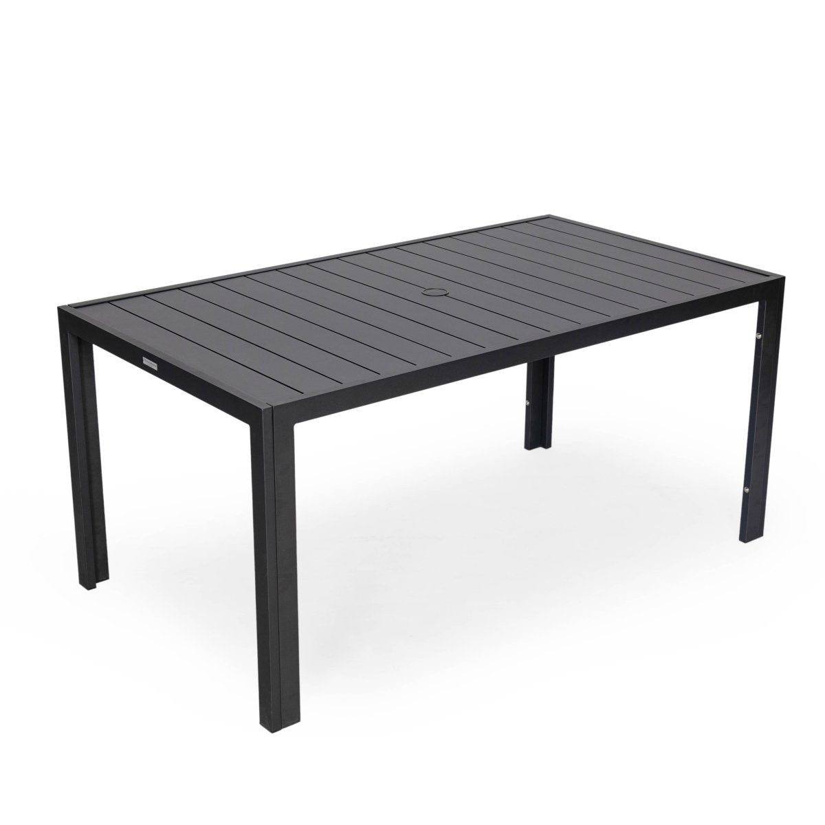 Chelsea 7 - Piece Modern Outdoor Dining Set in Black Aluminum with Removable Cushions