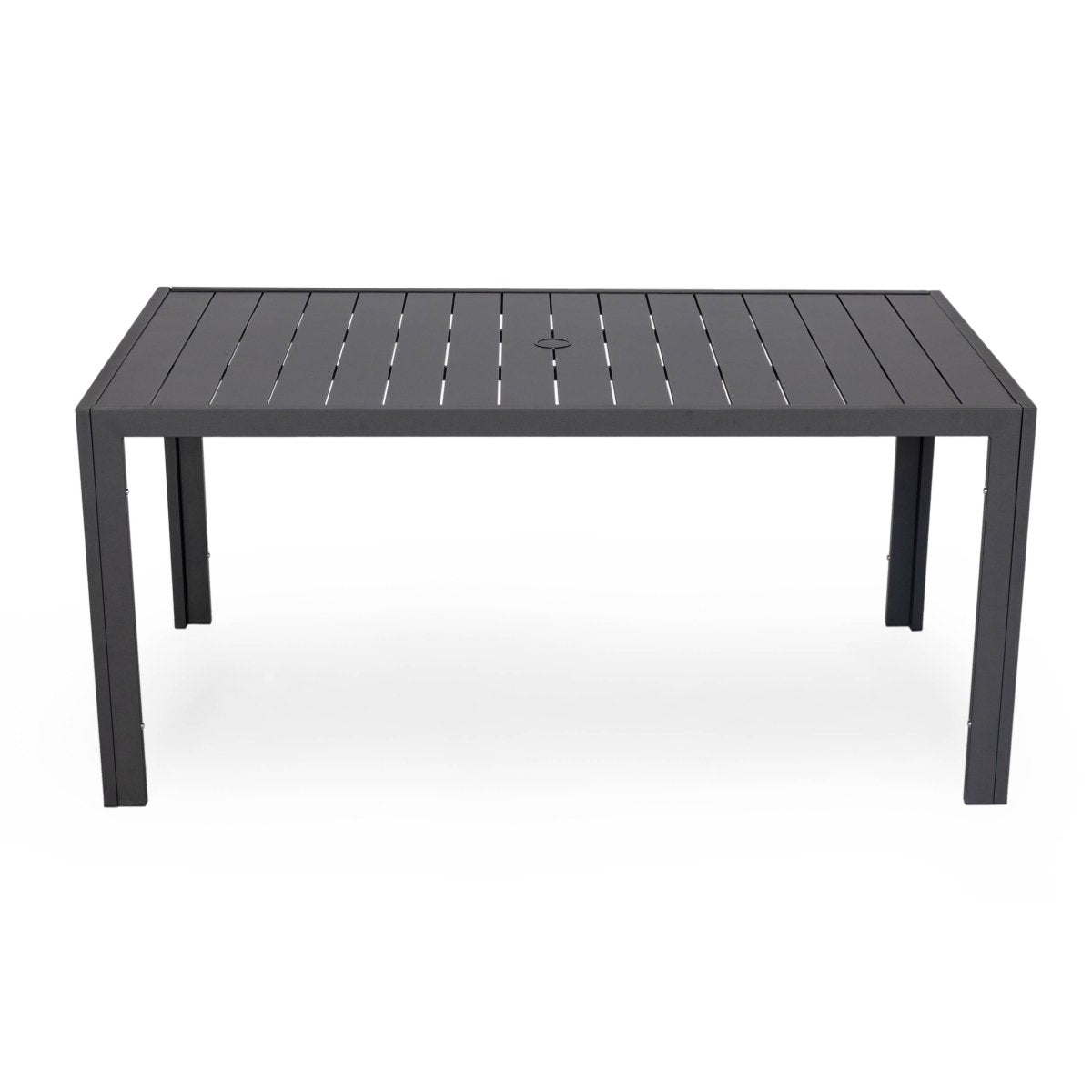 Chelsea 7 - Piece Modern Outdoor Dining Set in Black Aluminum with Removable Cushions