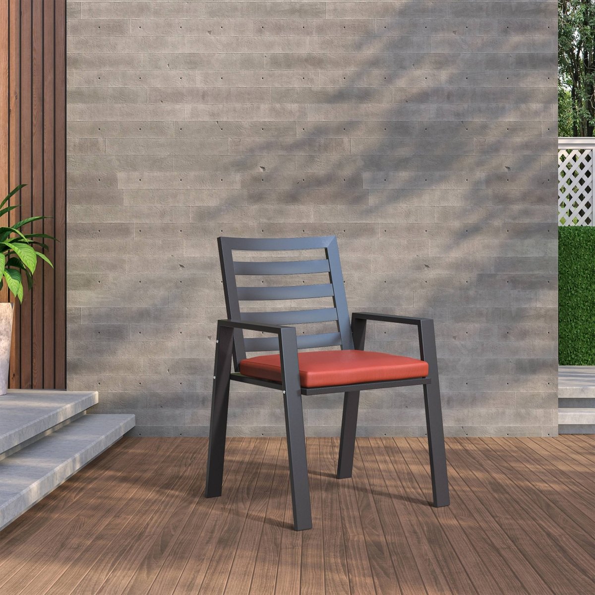 Chelsea 7 - Piece Modern Outdoor Dining Set in Black Aluminum with Removable Cushions