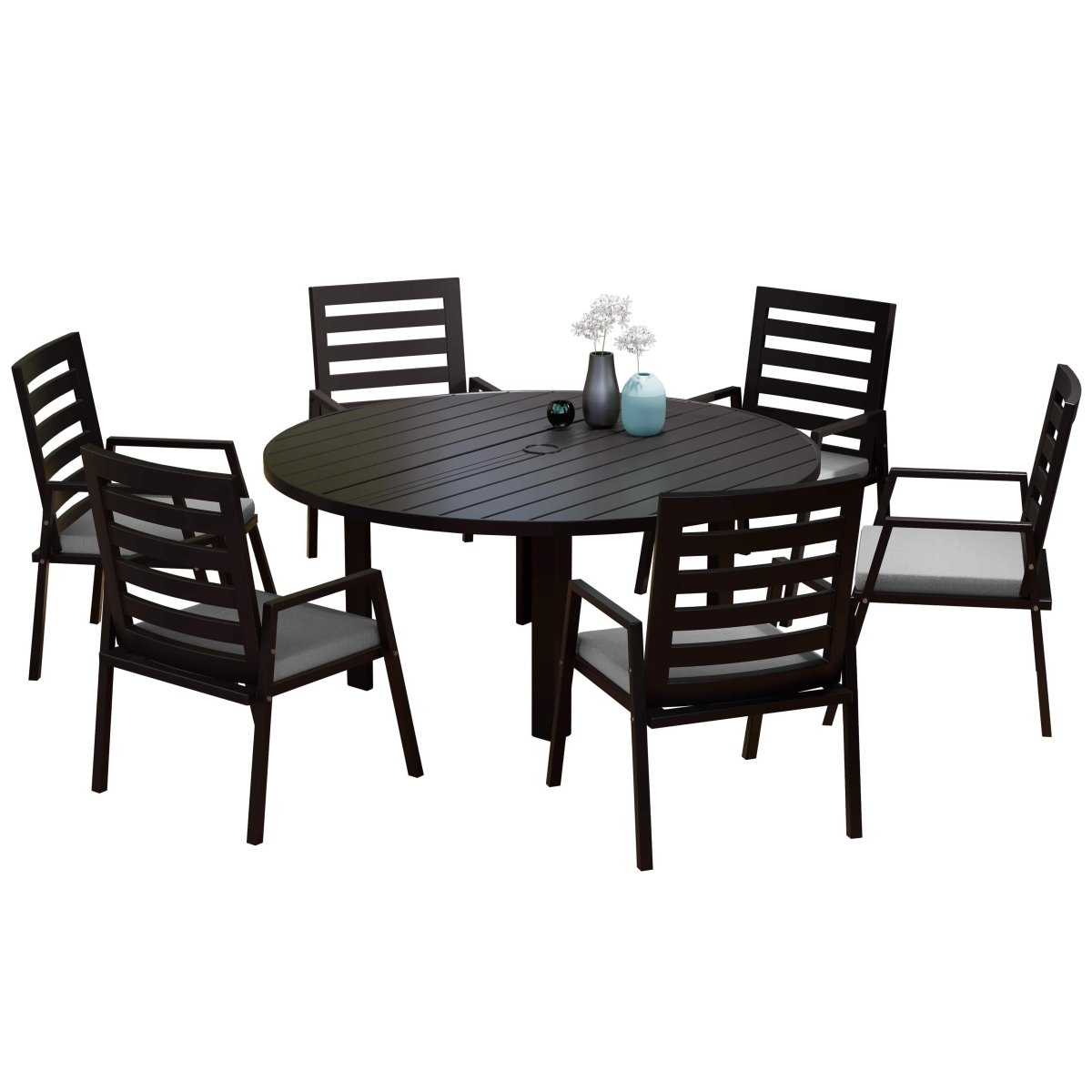 Chelsea 7 - Piece Patio Dining Set with 60" Round Aluminum Dining Table and 6 Dining Armchair