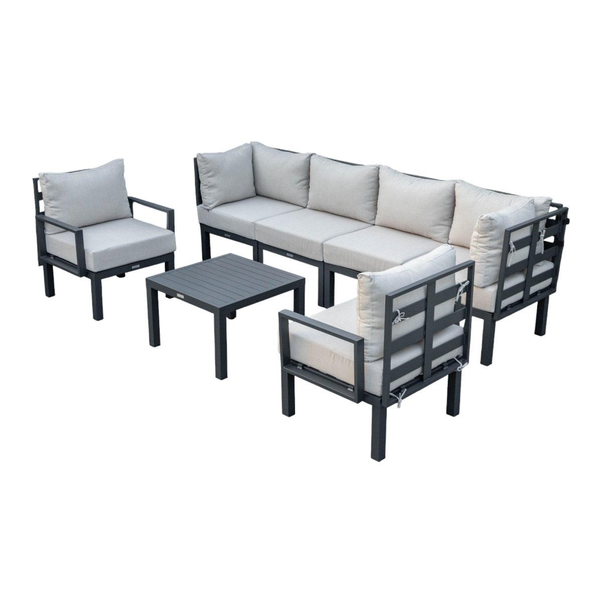 Chelsea 7 - Piece Patio Sectional And Coffee Table Set In Aluminum With Cushions