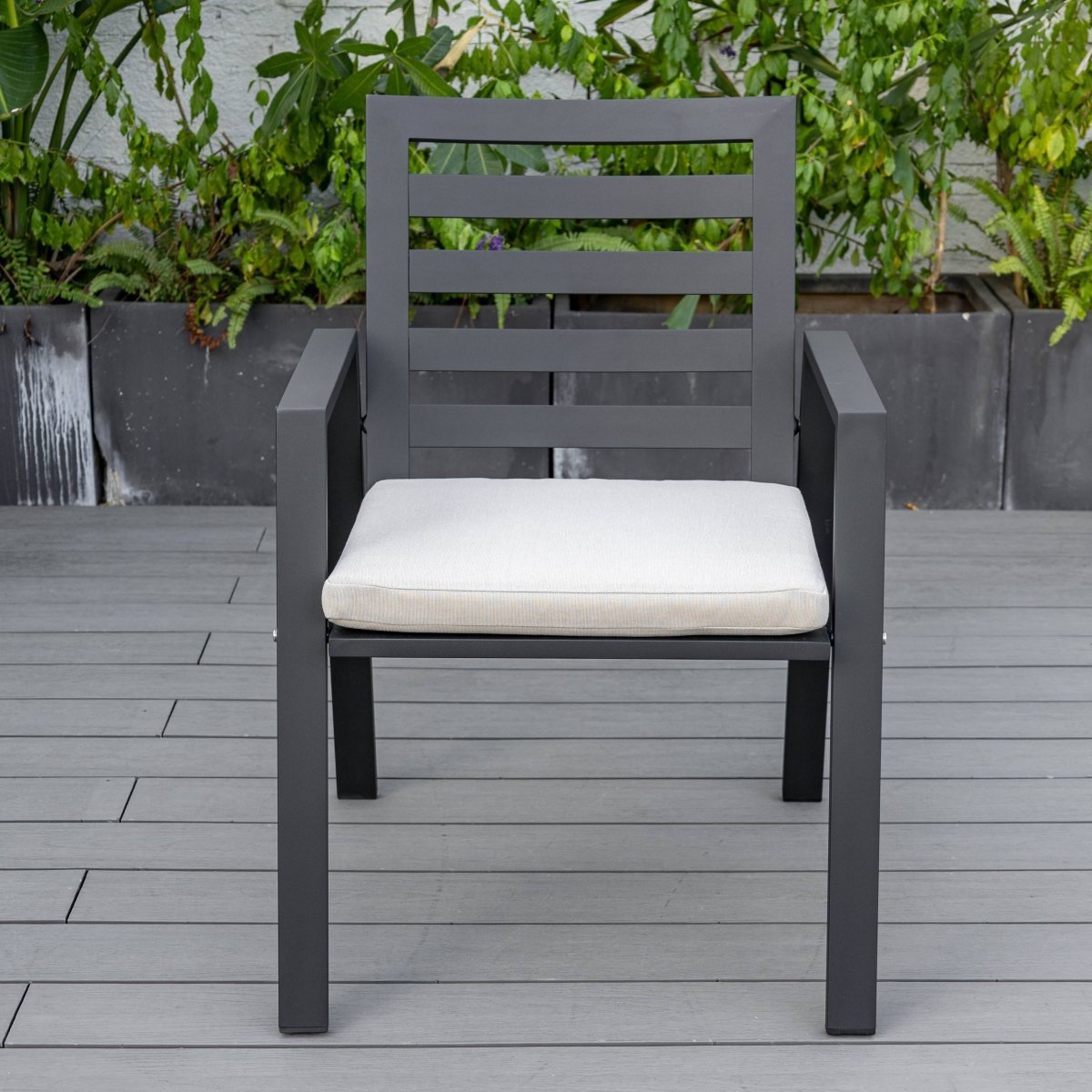 Chelsea 9 - Piece Modern Outdoor Dining Set in Black Aluminum with Removable Cushions