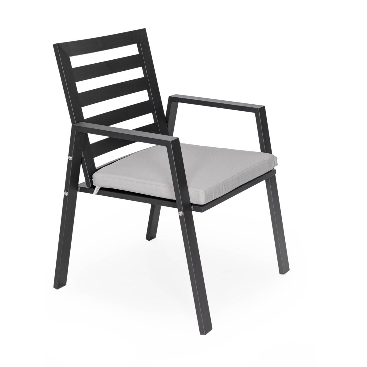 Chelsea 9 - Piece Modern Outdoor Dining Set in Black Aluminum with Removable Cushions