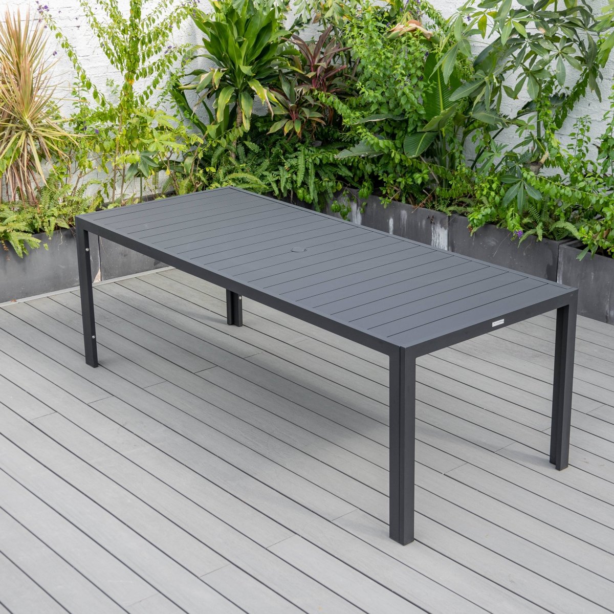 Chelsea 9 - Piece Modern Outdoor Dining Set in Black Aluminum with Removable Cushions