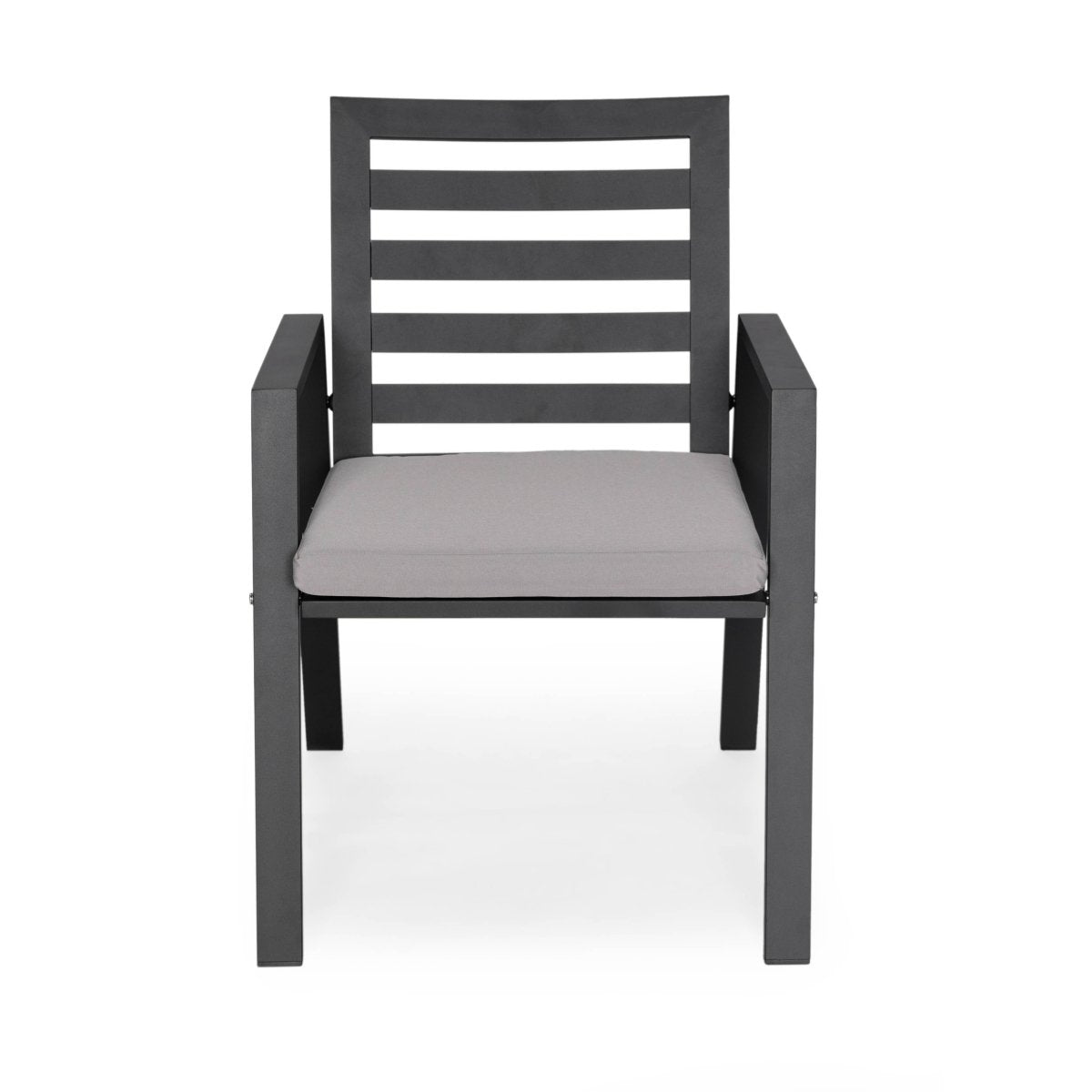Chelsea 9 - Piece Modern Outdoor Dining Set in Black Aluminum with Removable Cushions