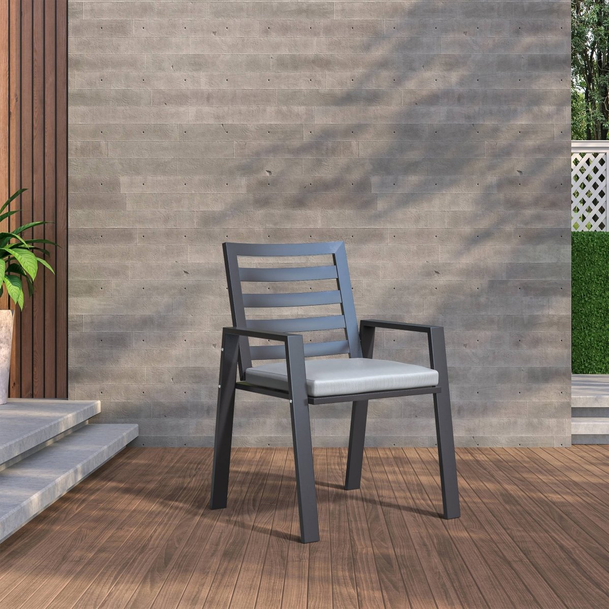 Chelsea 9 - Piece Modern Outdoor Dining Set in Black Aluminum with Removable Cushions