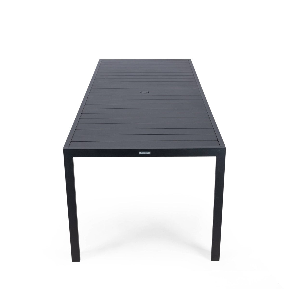 Chelsea 9 - Piece Modern Outdoor Dining Set in Black Aluminum with Removable Cushions