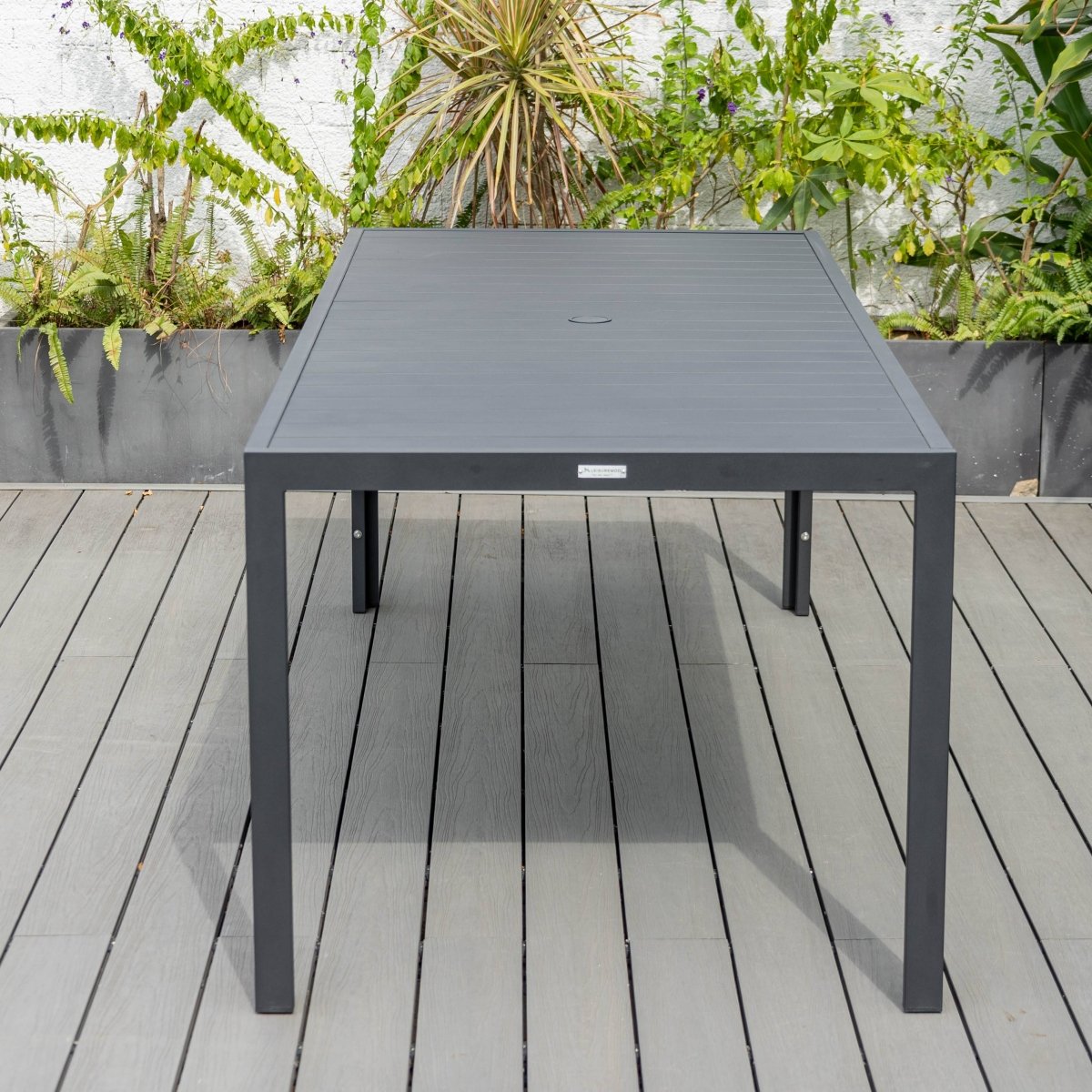 Chelsea 9 - Piece Modern Outdoor Dining Set in Black Aluminum with Removable Cushions