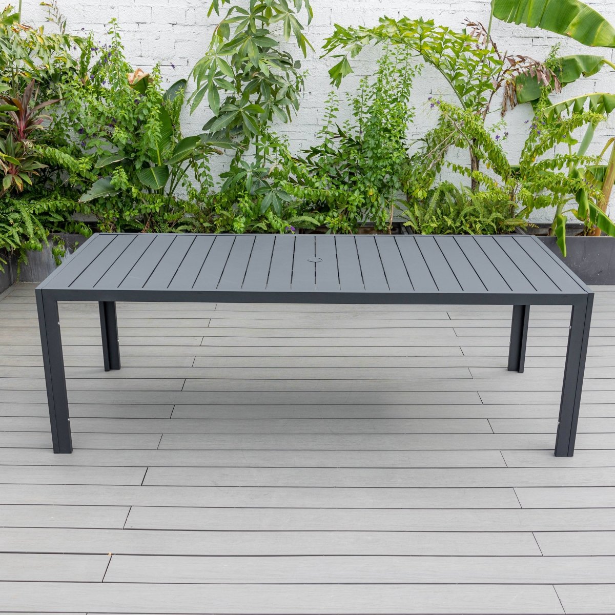 Chelsea 9 - Piece Modern Outdoor Dining Set in Black Aluminum with Removable Cushions