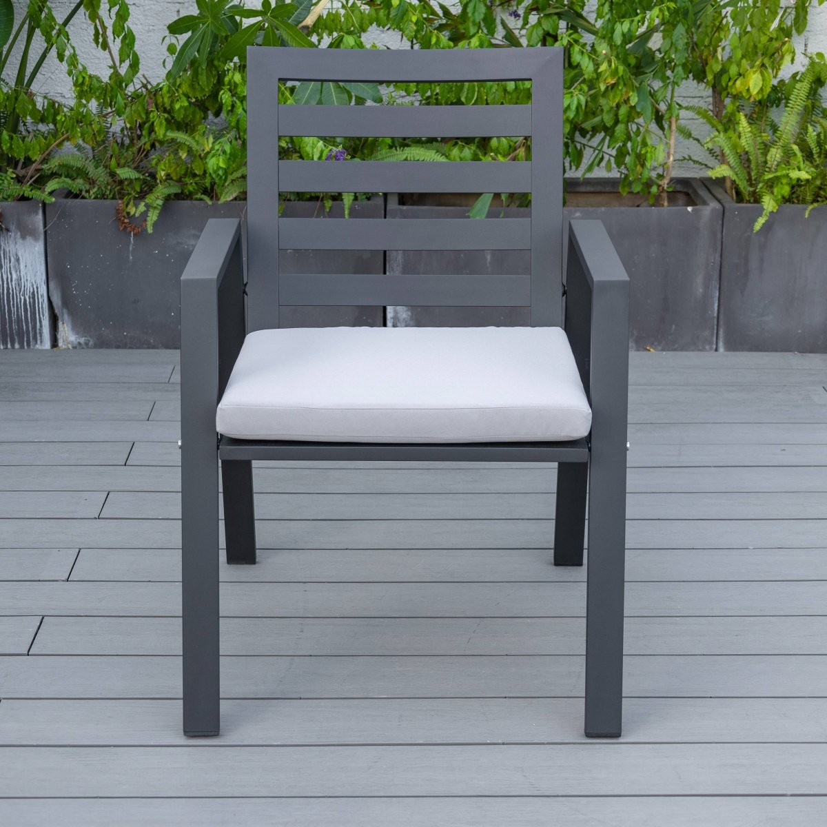 Chelsea 9 - Piece Modern Outdoor Dining Set in Black Aluminum with Removable Cushions