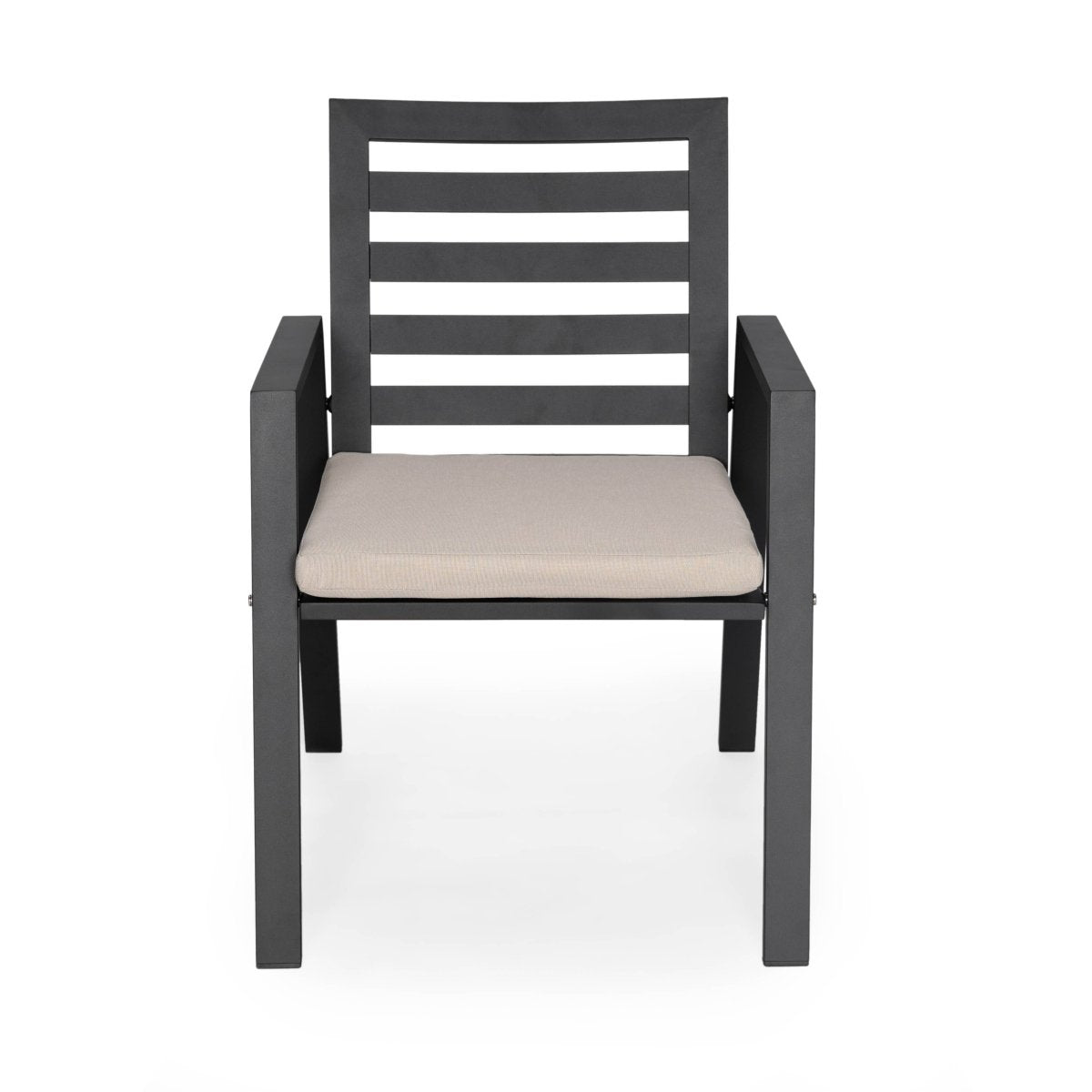 Chelsea 9 - Piece Modern Outdoor Dining Set in Black Aluminum with Removable Cushions
