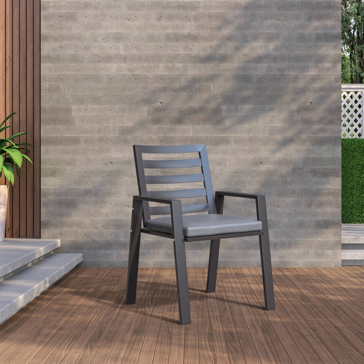 Chelsea 9 - Piece Modern Outdoor Dining Set in Black Aluminum with Removable Cushions