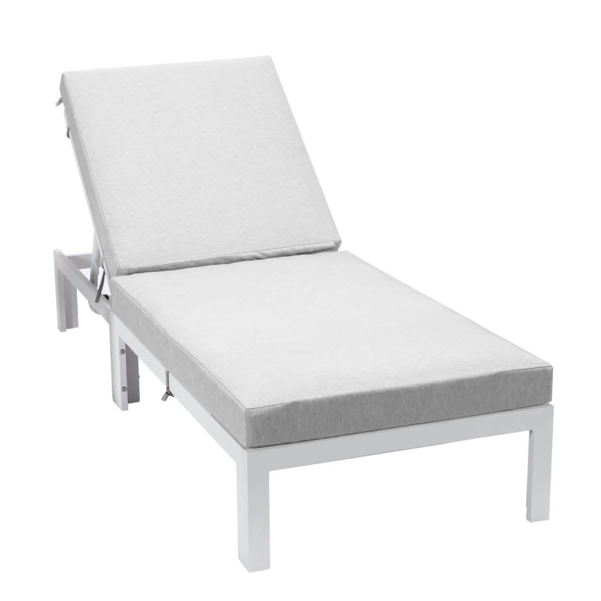Chelsea Aluminum Outdoor Chaise Lounge Chair with Removable Cushions
