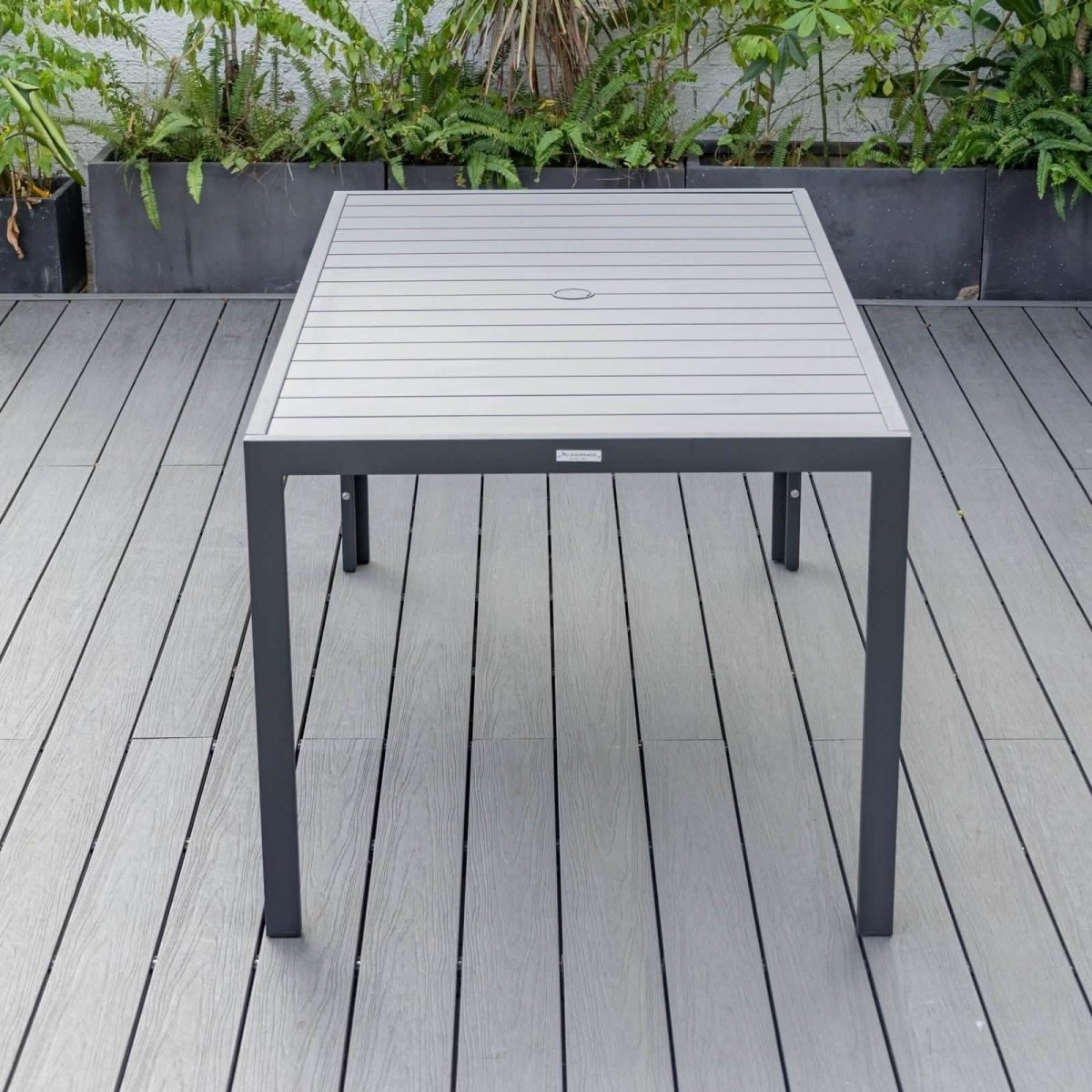 Chelsea Mid - Century Modern 63" & 87" Rectangular Outdoor Dining Table, Black Aluminum