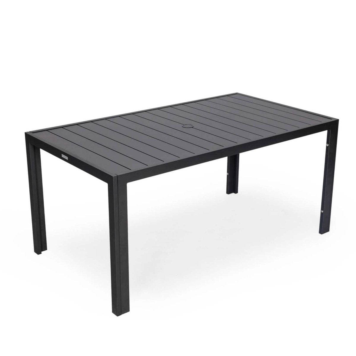 Chelsea Mid - Century Modern 63" & 87" Rectangular Outdoor Dining Table, Black Aluminum