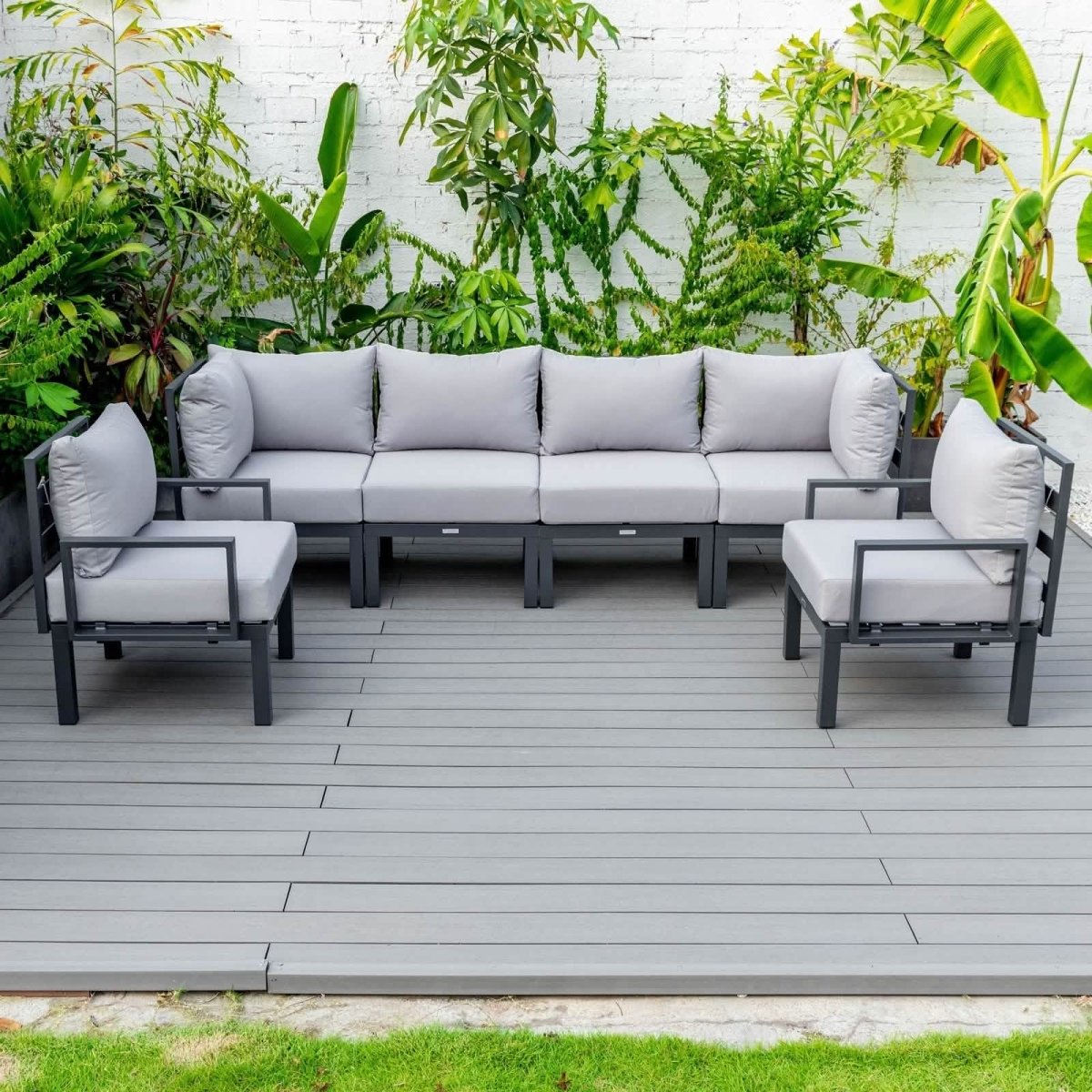 Chelsea Modern 6 - Piece Patio Sectional Set in Black Aluminum with Removable Cushions