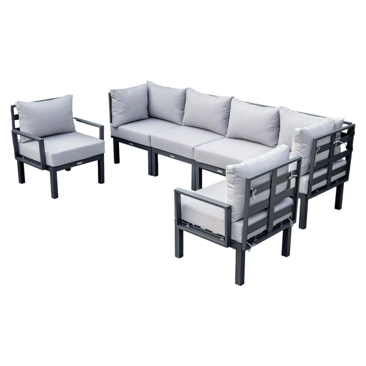 Chelsea Modern 6 - Piece Patio Sectional Set in Black Aluminum with Removable Cushions