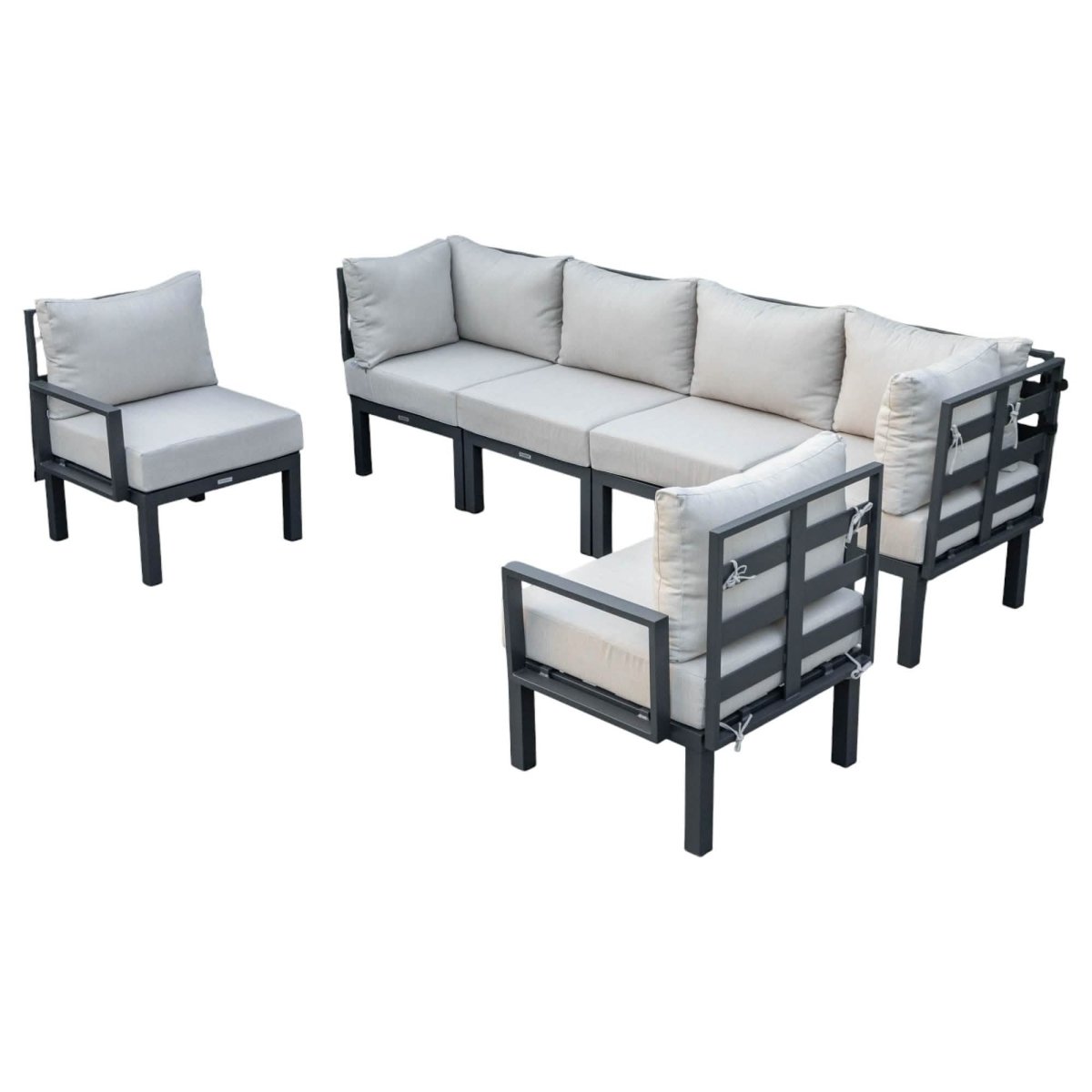 Chelsea Modern 6 - Piece Patio Sectional Set in Black Aluminum with Removable Cushions