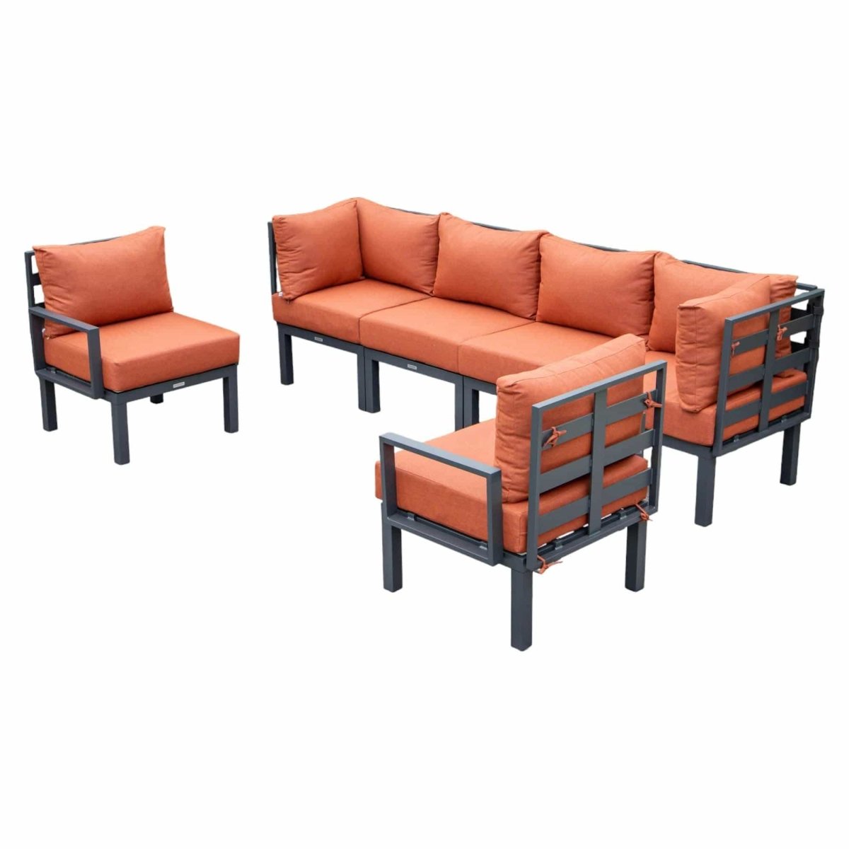 Chelsea Modern 6 - Piece Patio Sectional Set in Black Aluminum with Removable Cushions