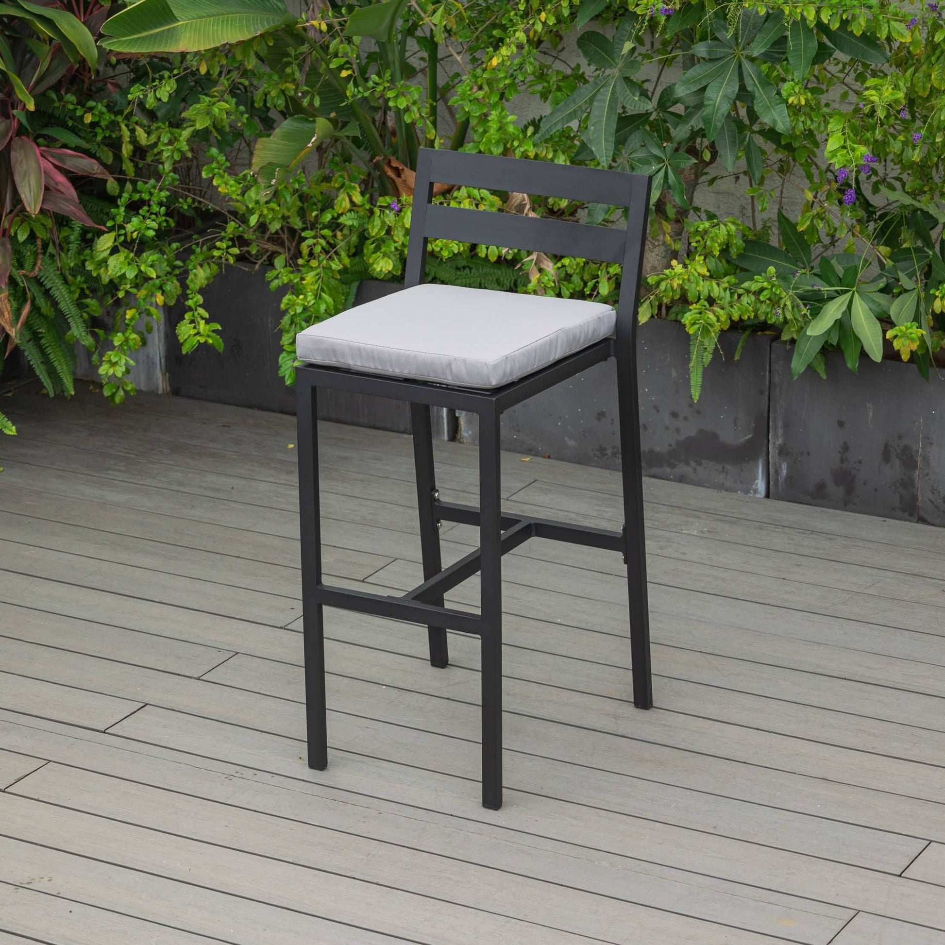 Chelsea Modern Patio Bar Chair in Powder - Coated Aluminum with Removable Cushion