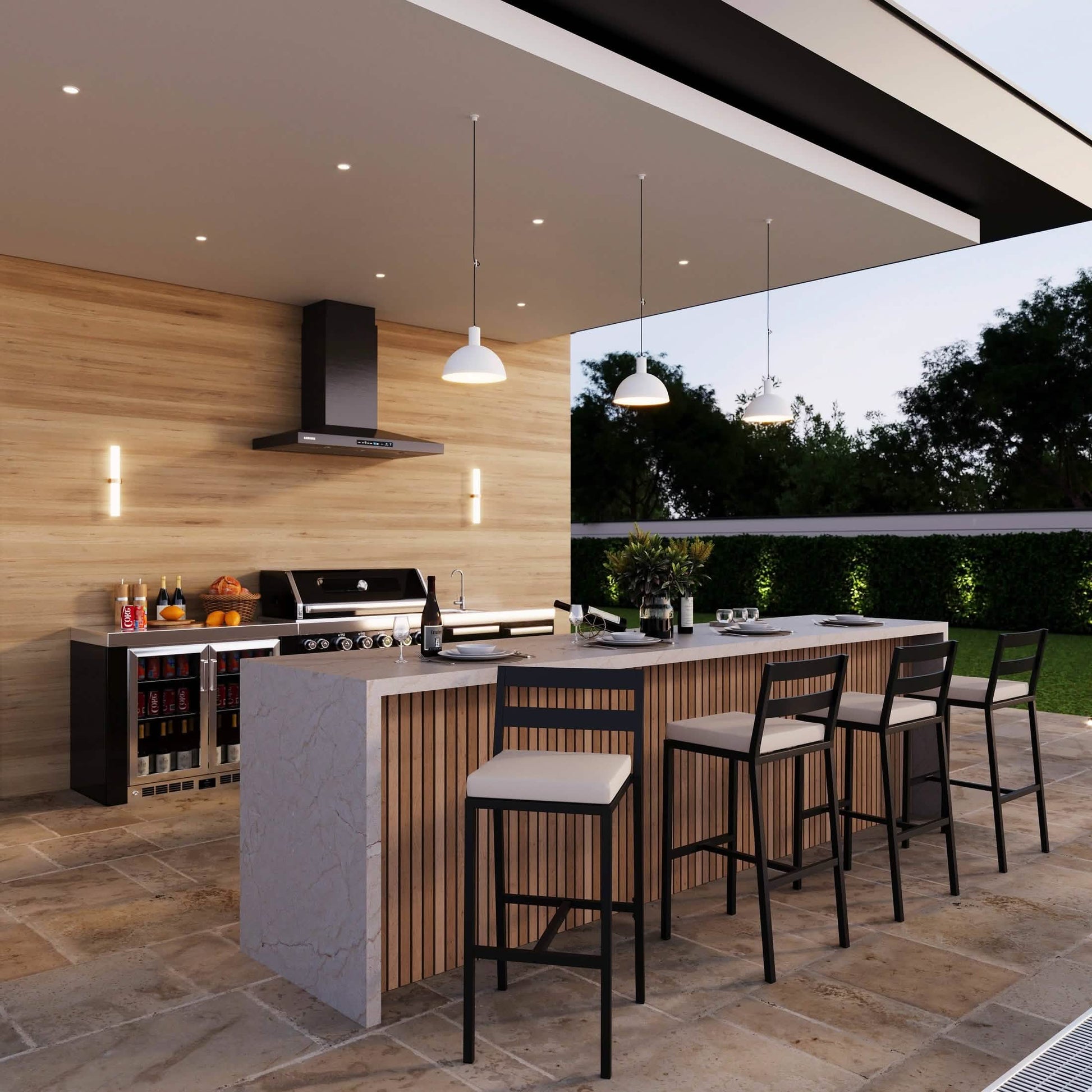 Chelsea Modern Patio Bar Chair in Powder - Coated Aluminum with Removable Cushion