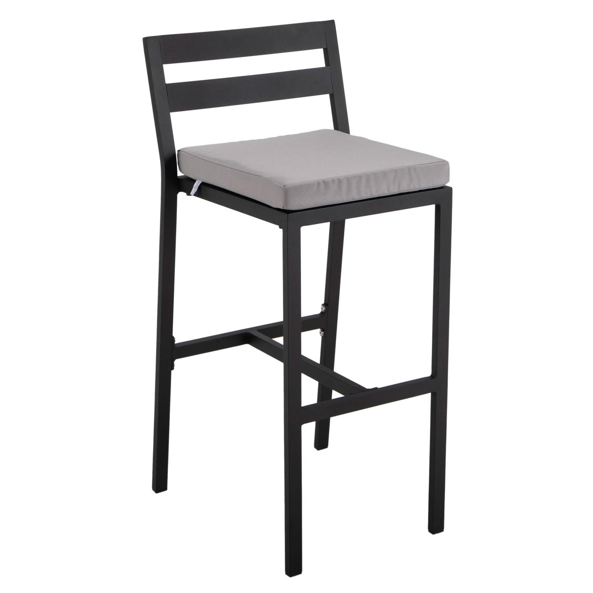 Chelsea Modern Patio Bar Chair in Powder - Coated Aluminum with Removable Cushion