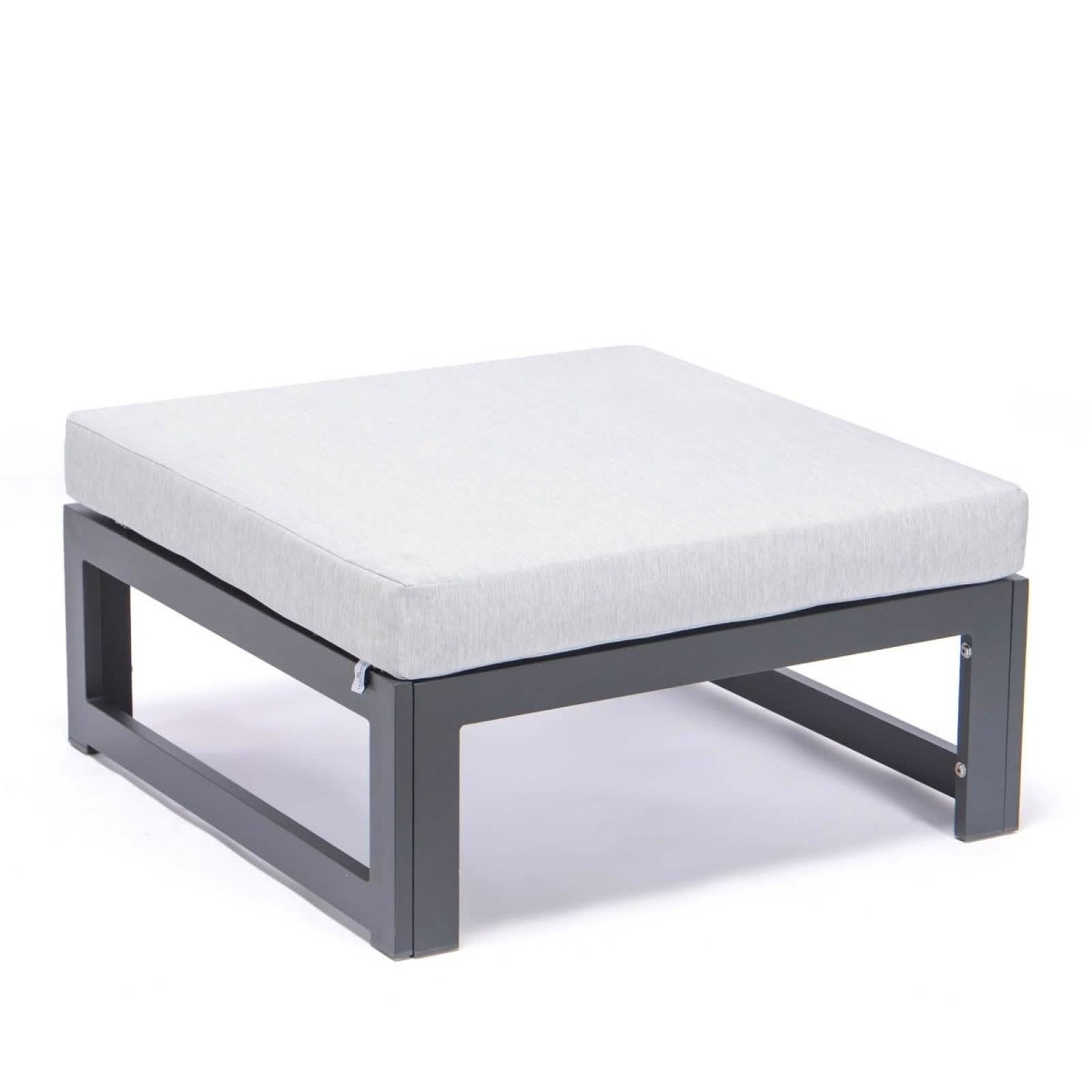 Chelsea Outdoor Patio Black Aluminum Ottomans With Cushions Set Of 2