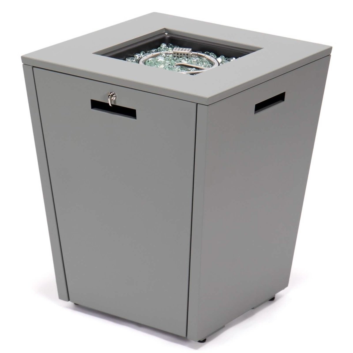 Chelsea Steel Fire Pit Table with Tempered Glass Wind Guard and Lid