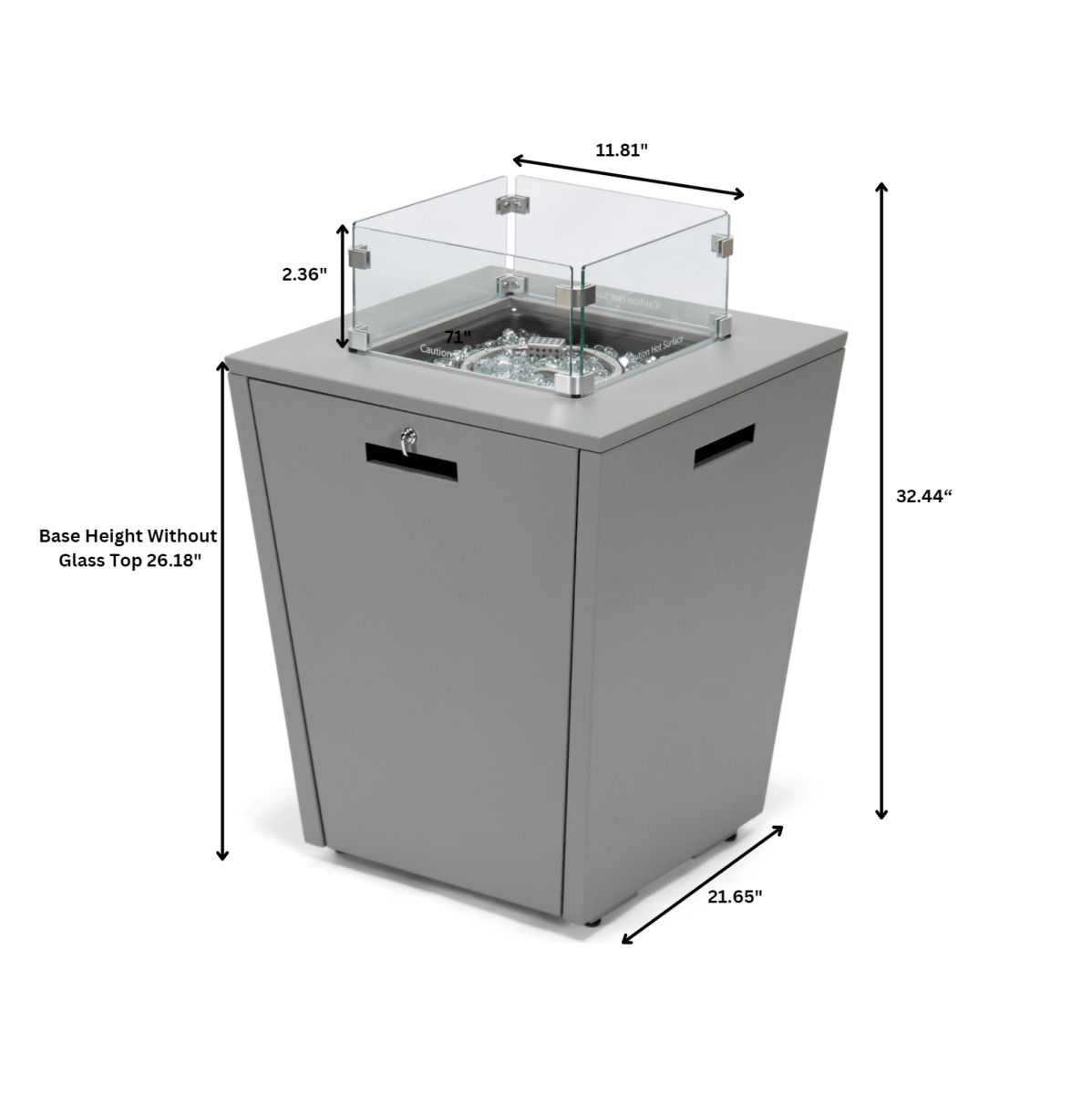 Chelsea Steel Fire Pit Table with Tempered Glass Wind Guard and Lid