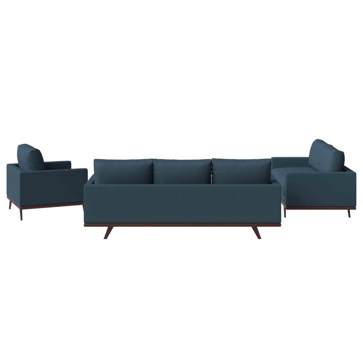 Chester 3 - Piece Leather Living Room Sofa Set with Birch Wood Base
