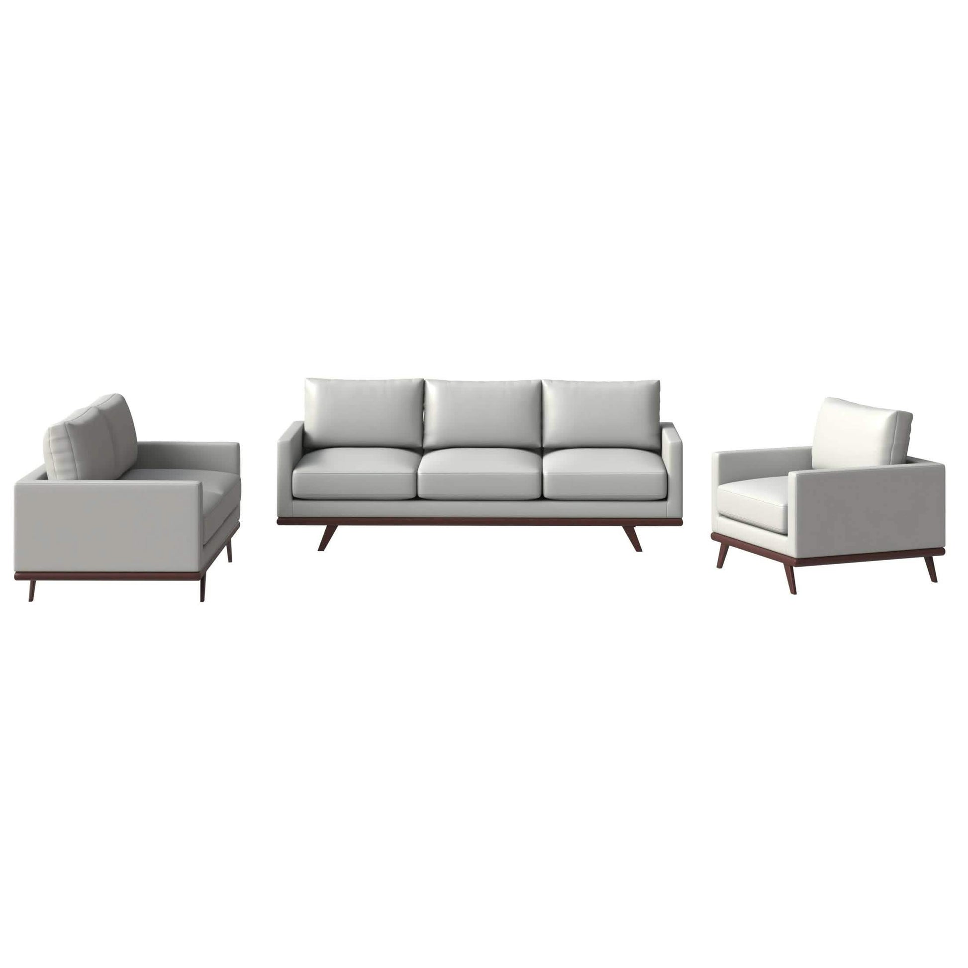 Chester 3 - Piece Leather Living Room Sofa Set with Birch Wood Base