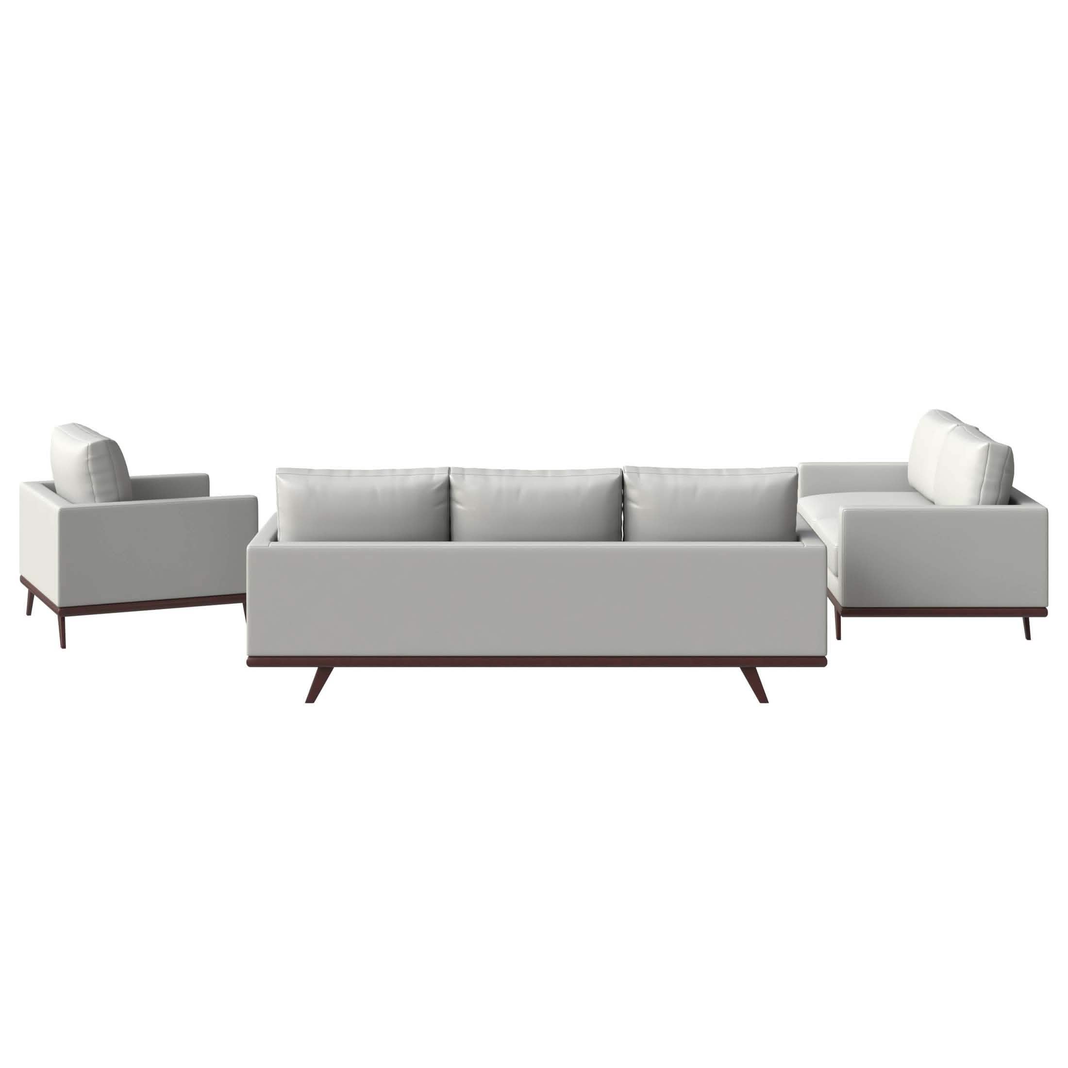 Chester 3 - Piece Leather Living Room Sofa Set with Birch Wood Base