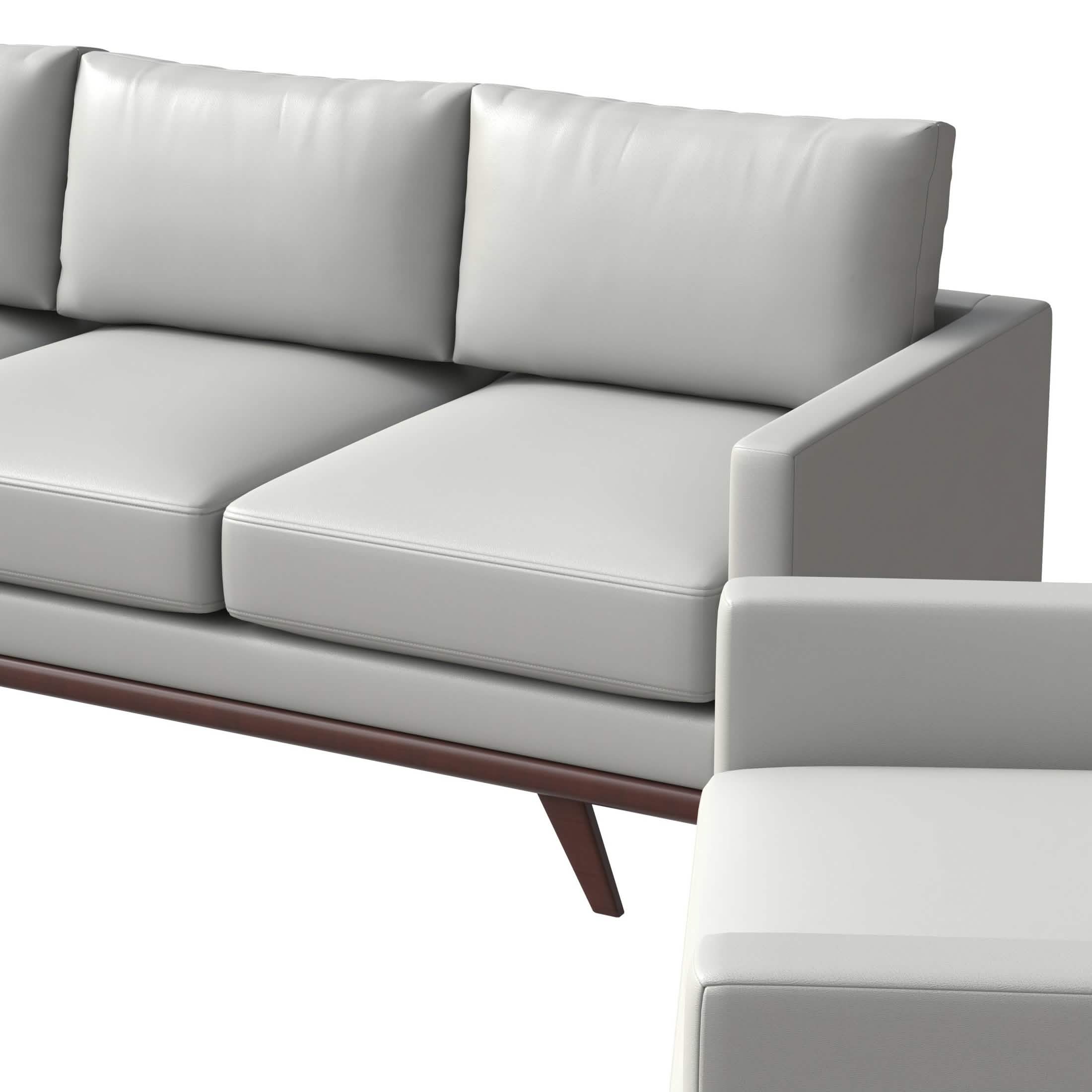Chester 3 - Piece Leather Living Room Sofa Set with Birch Wood Base