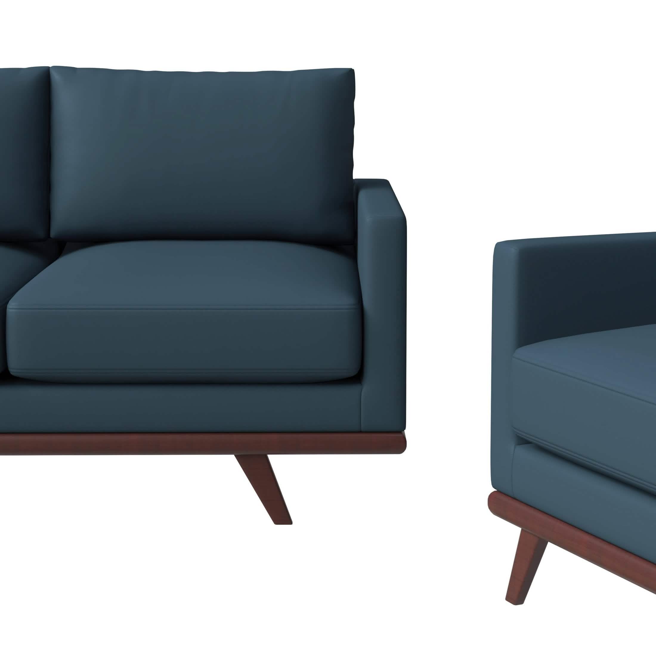 Chester 3 - Piece Leather Living Room Sofa Set with Birch Wood Base