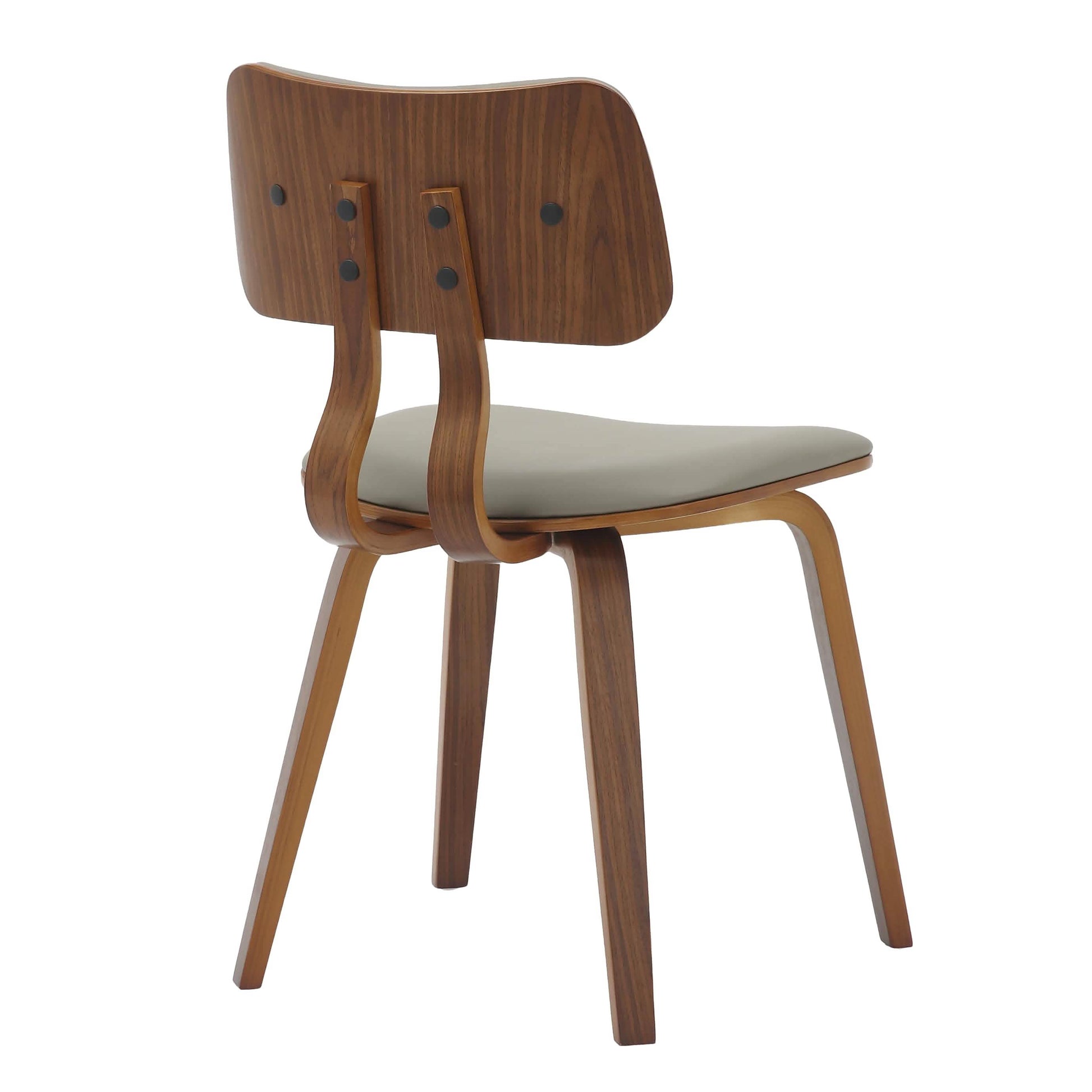 Clivo Modern Wooden Dining Chair Upholstered in Leather With Walnut Color Frame