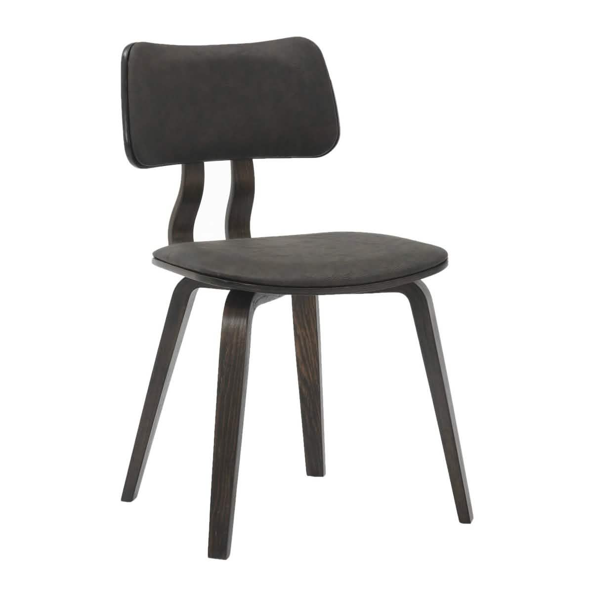 Clivo Modern Wooden Dining Chair Upholstered in Leather With Walnut Color Frame