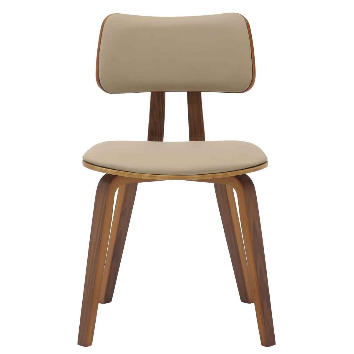 Clivo Modern Wooden Dining Chair Upholstered in Leather With Walnut Color Frame