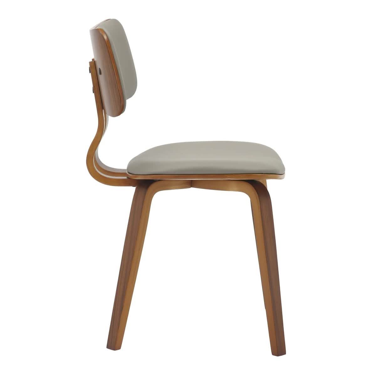 Clivo Modern Wooden Dining Chair Upholstered in Leather With Walnut Color Frame